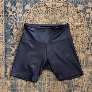 Lorna Jane Dark Blue Metallic High-Rise Bike Shorts